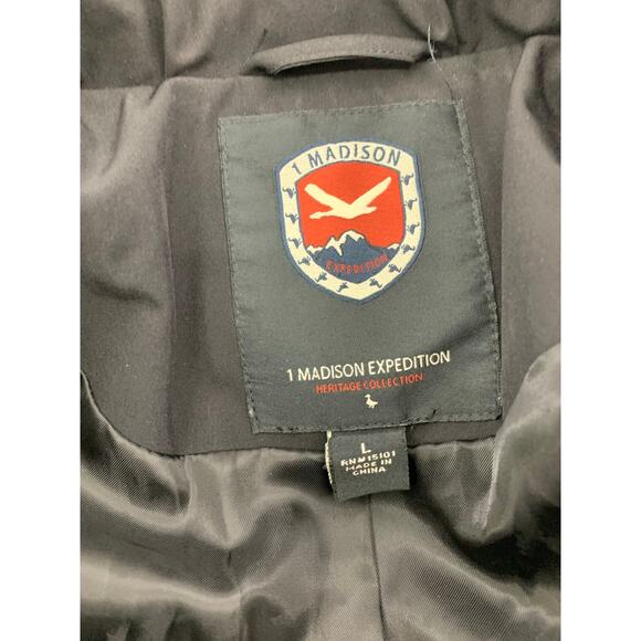 1 Madison Expedition Heritage Collection Womens Jacket Size L Black w/ Navy Trim - Picture 6 of 15